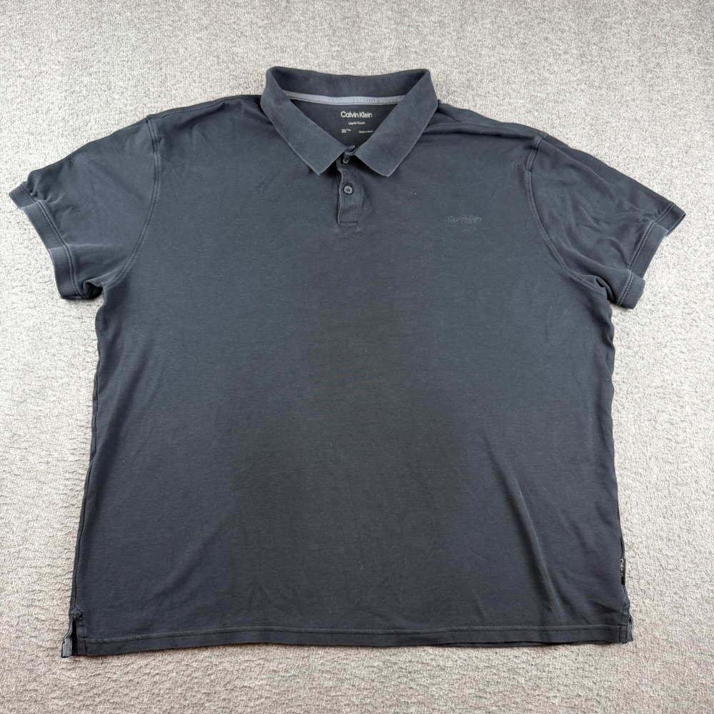 Calvin Klein Polo Shirt Men's XXL Black Liquid Touch Cotton Short Sleeve 40LC202